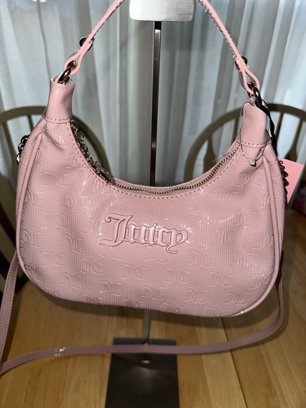 Juicy Couture Light Pink Patent Shoulder Hobo Bag